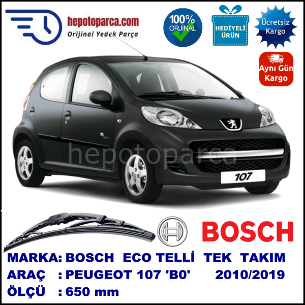 PEUGEOT 107 [B0] 06.05-... 650 /  mm. BOSCH ECO Telli Silecek 2'li Takım