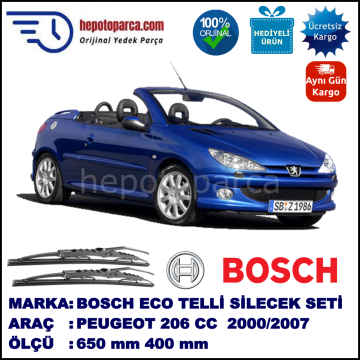 PEUGEOT 206 CC [T1] 09.00-03.07 650 / 400 mm. BOSCH ECO Telli Silecek 2'li Takım