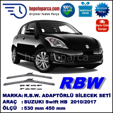 SUZUKI Swift Hatchback [AZH, AZG] 09.2010-..., 530 / 450 mm.  RBW  ADAPTÖRLÜ MUZ SİLECEK SETİ