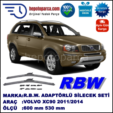 VOLVO XC90  08.2011-..., 600 / 530 mm.  RBW  ADAPTÖRLÜ MUZ SİLECEK SETİ
