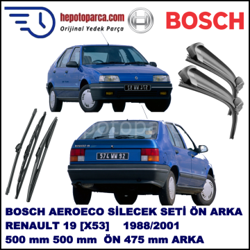 RENAULT 19 [X53] 09,1988-12,2001 Bosch Aeroeco Ön ve Arka Silecek Takımı