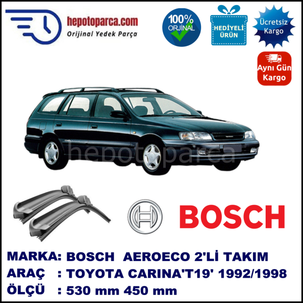 TOYOTA Carina E Wagon [T19] 11.1912-10.1997, 530 / 450 mm. BOSCH AEROECO Aparatlı Muz Silecek