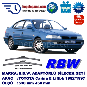 TOYOTA Carina E Liftback [T19] 02.1992-10.1997, 530 / 450 mm.  RBW  ADAPTÖRLÜ MUZ SİLECEK SETİ