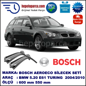 BMW Serie 5 Touring [E 61] 05.2004-08.2010, 600 / 550 mm. BOSCH AEROECO Aparatlı Muz Silecek