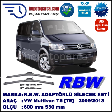 VW Multivan T5 [7E] 09.2009-05.2013, 600 / 530 mm.  RBW  ADAPTÖRLÜ MUZ SİLECEK SETİ