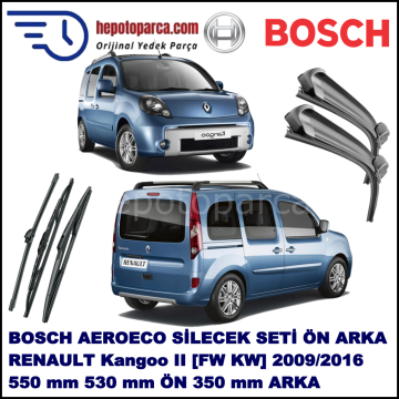 RENAULT Kangoo II [FW,/KW,] 01,2008-,,, Bosch Aeroeco Ön ve Arka Silecek Takımı