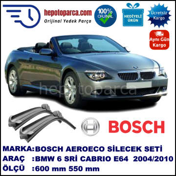 BMW Serie 6 Cabrio [E 64] 04.2004-07.2010, 600 / 550 mm. BOSCH AEROECO Aparatlı Muz Silecek