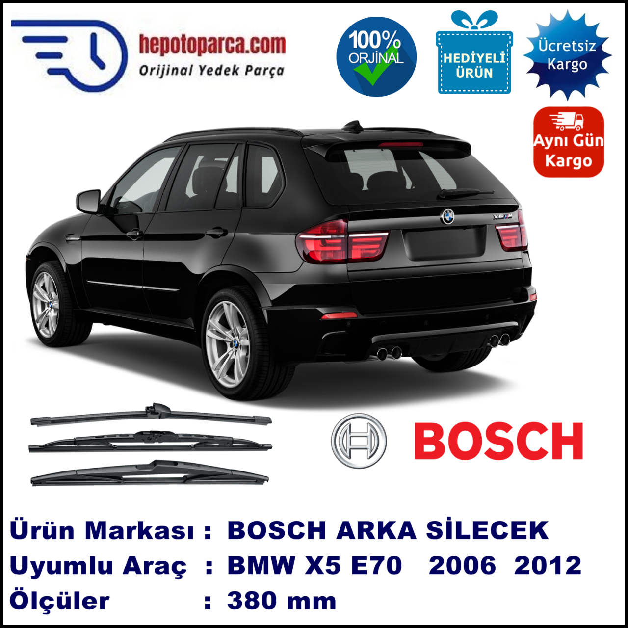 BMW X5 [E 70] 380 mm 11.2006-... BOSCH Arka Silecek