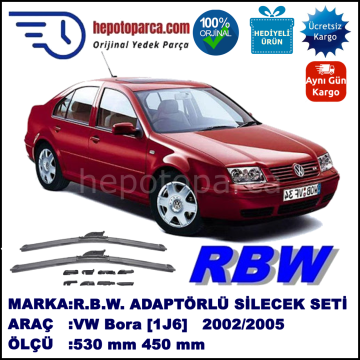 VW Bora [1J2] 06.2002-05.2005, 530 / 450 mm.  RBW  ADAPTÖRLÜ MUZ SİLECEK SETİ