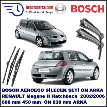 RENAULT Megane II Hatchback [BM,/CM,/GM,/SM,] 11,2002-01,2006 Bosch Aeroeco Ön ve Arka Silecek Takımı