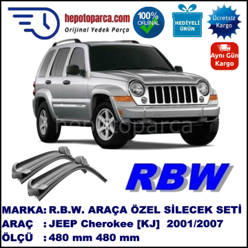 JEEP Cherokee [KJ] 03.01-12.07 480 / 480 mm. RBW Muz Silecek Seti  2'li Takım. U Kanca Uyumludur.