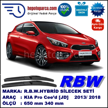 KIA Pro Cee’d [JD] 01.13-... 650 / 340 mm. RBW Hybrid Silecek Seti. U Kanca Uyumlu Hibrit