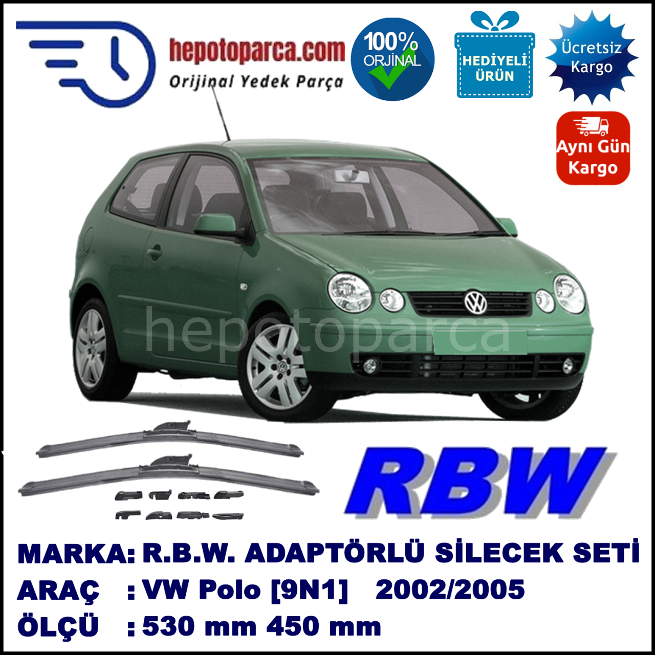 RBW Yedek Parca Vw Polo 9N1 06.2002 05.2005 530 450 Mm. Rbw Adap