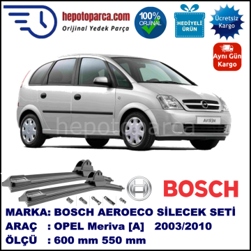 OPEL Meriva [A] 03.2003-03.2010, 600 / 550 mm. BOSCH AEROECO Aparatlı Muz Silecek