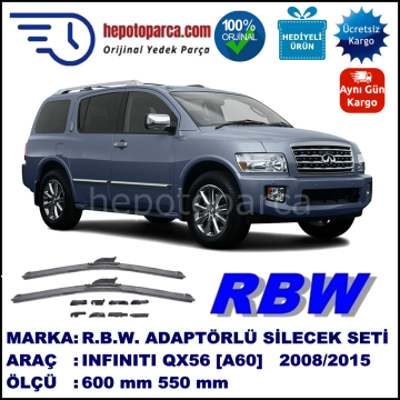 INFINITI QX56 [A60] 04.2008-..., 600 / 550 mm.  RBW  ADAPTÖRLÜ MUZ SİLECEK SETİ
