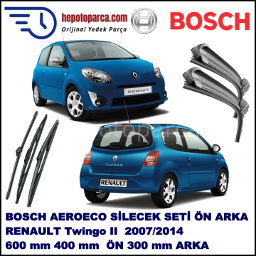 RENAULT Twingo II [CN; CN/GN] 04,2007-,,, Bosch Aeroeco Ön ve Arka Silecek Takımı