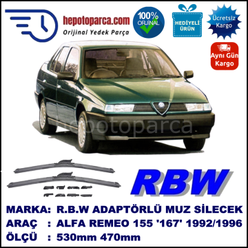 ALFA ROMEO 155 [167] 02.1992-04.1996, 530 / 470 mm.  RBW  ADAPTÖRLÜ MUZ SİLECEK SETİ
