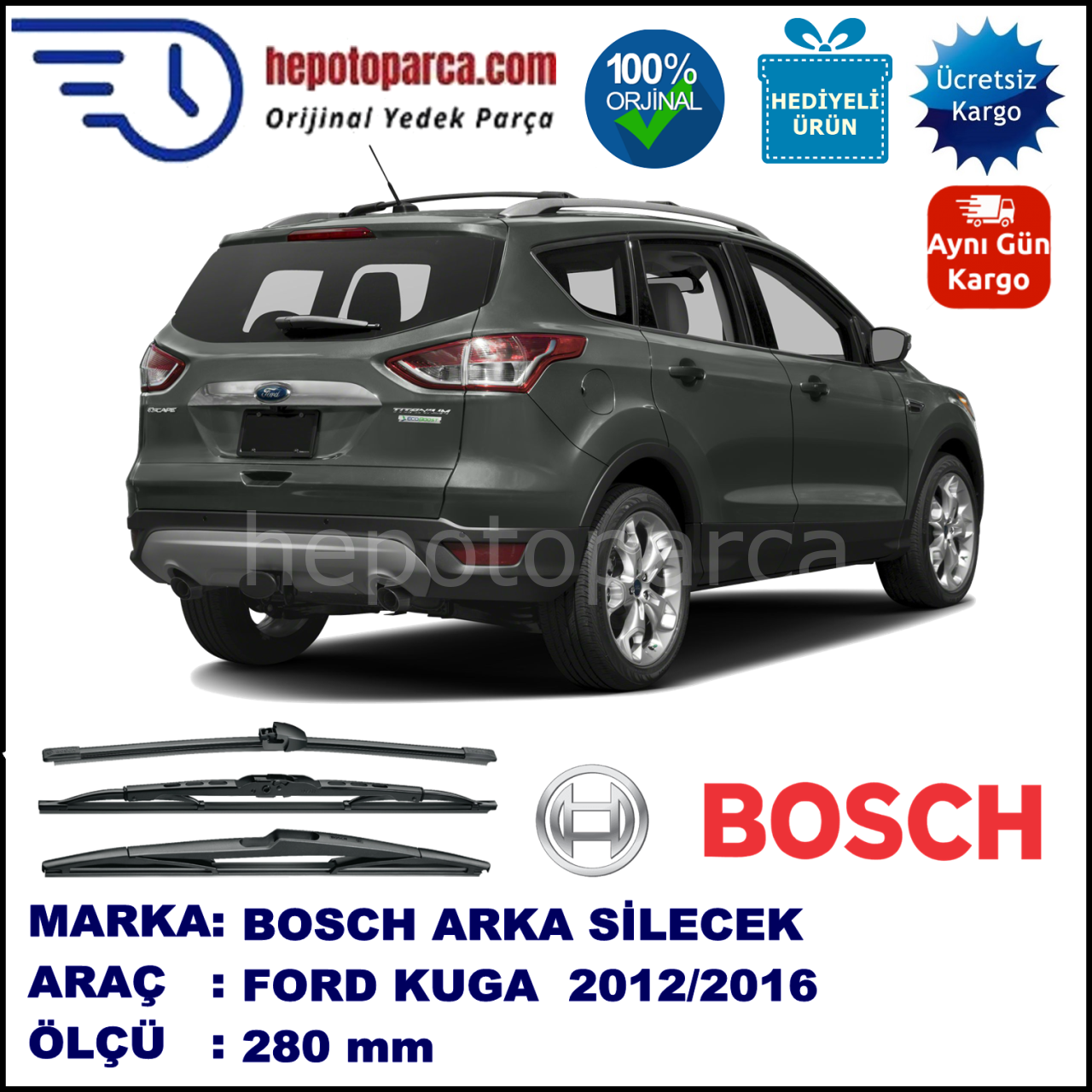 FORD Kuga [CBS] 280 mm 11.2012-... BOSCH Arka Silecek