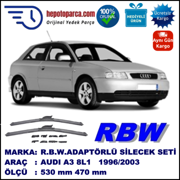 AUDI A3 [8L1] 09.1996-06.2003, 530 / 470 mm.  RBW  ADAPTÖRLÜ MUZ SİLECEK SETİ