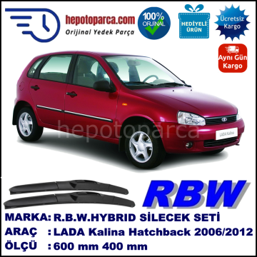 LADA Kalina Hatchback  07.06-... 600 / 400 mm. RBW Hybrid Silecek Seti. U Kanca Uyumlu Hibrit
