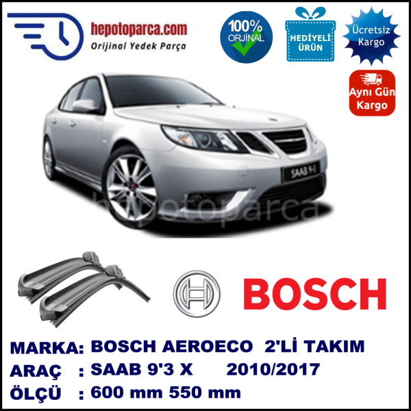 SAAB 9-3 X  03.2010-..., 600 / 550 mm. BOSCH AEROECO Aparatlı Muz Silecek