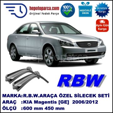 KIA Magentis [GE] 02.06-... 600 / 450 mm. RBW Muz Silecek Seti  2'li Takım. U Kanca Uyumludur.