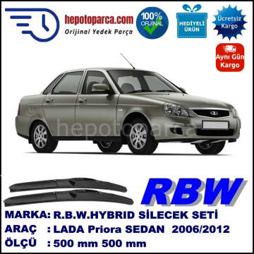 LADA Priora  11.06-... 500 / 500 mm. RBW Hybrid Silecek Seti. U Kanca Uyumlu Hibrit
