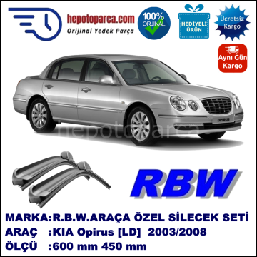 KIA Opirus [LD] 09.03-... 600 / 450 mm. RBW Muz Silecek Seti  2'li Takım. U Kanca Uyumludur.