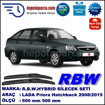 LADA Priora Hatchback  01.08-... 500 / 500 mm. RBW Hybrid Silecek Seti. U Kanca Uyumlu Hibrit