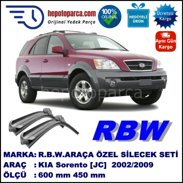 KIA Sorento [JC] 07.02-08.09 600 / 450 mm. RBW Muz Silecek Seti  2'li Takım. U Kanca Uyumludur.