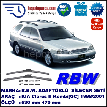 KIA Clarus II Kombi [GC] 06.1998-11.2001, 530 / 470 mm.  RBW  ADAPTÖRLÜ MUZ SİLECEK SETİ