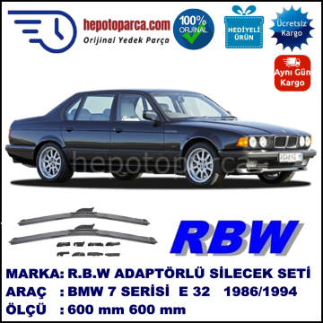 BMW Serie 7 [E 32] 09.1986-10.1994, 600 / 600 mm.  RBW  ADAPTÖRLÜ MUZ SİLECEK SETİ