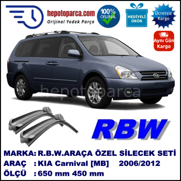 KIA Carnival [MB] 04.06-... 650 / 450 mm. RBW Muz Silecek Seti  2'li Takım. U Kanca Uyumludur.