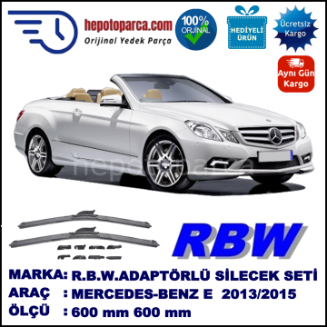 MERCEDES-BENZ Serie E (Cabrio) [207] 01.2013-..., 600 / 600 mm.  RBW  ADAPTÖRLÜ MUZ SİLECEK SETİ