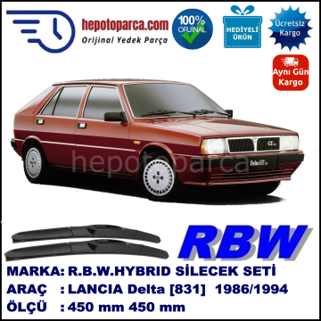 LANCIA Delta [831] 05.86-12.94 450 / 450 mm. RBW Hybrid Silecek Seti. U Kanca Uyumlu Hibrit