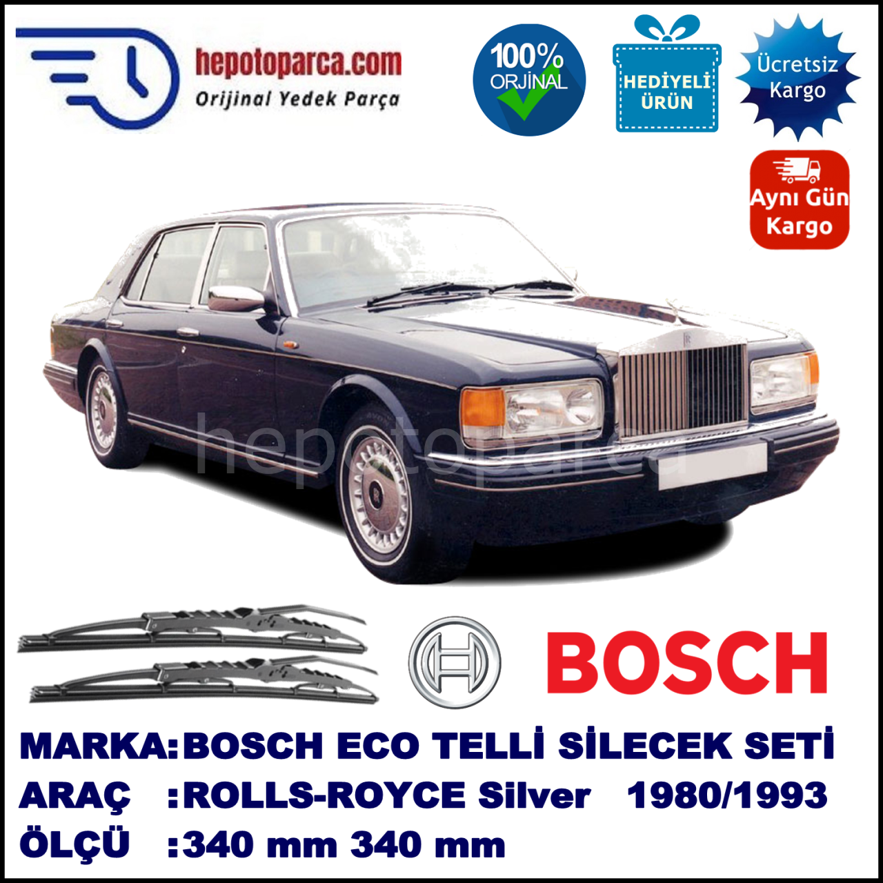 ROLLS-ROYCE Silver Spur  10.80-03.93 340 / 340 mm. BOSCH ECO Telli Silecek 2'li Takım