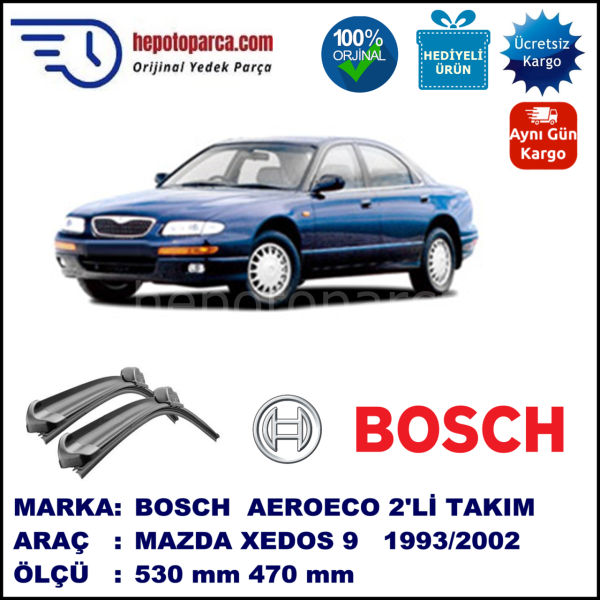 MAZDA Xedos-9 [TA] 07.1993-11.2002, 530 / 470 mm. BOSCH AEROECO Aparatlı Muz Silecek