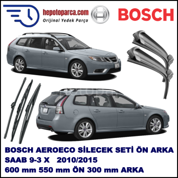 SAAB 9-3 X  03,2010-,,, Bosch Aeroeco Ön ve Arka Silecek Takımı