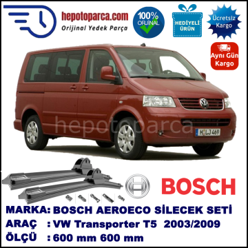 VW Transporter T5 [7H, 7J] 02.2003-11.2009, 600 / 600 mm. BOSCH AEROECO Aparatlı Muz Silecek