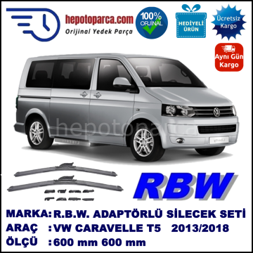 VW Caravelle T5 [7E] 06.2013-..., 600 / 600 mm.  RBW  ADAPTÖRLÜ MUZ SİLECEK SETİ
