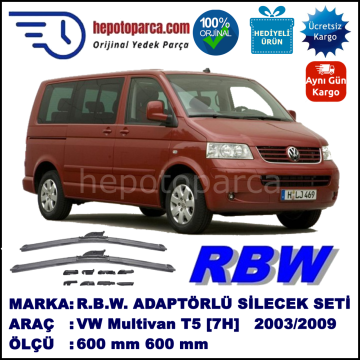 VW Multivan T5 [7H] 02.2003-11.2009, 600 / 600 mm.  RBW  ADAPTÖRLÜ MUZ SİLECEK SETİ
