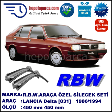 LANCIA Delta [831] 05.86-12.94 450 / 450 mm. RBW Muz Silecek Seti  2'li Takım. U Kanca Uyumludur.
