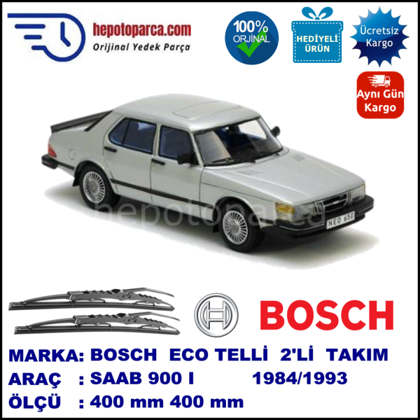 SAAB 900 I  02.84-08.93 400 / 400 mm. BOSCH ECO Telli Silecek 2'li Takım