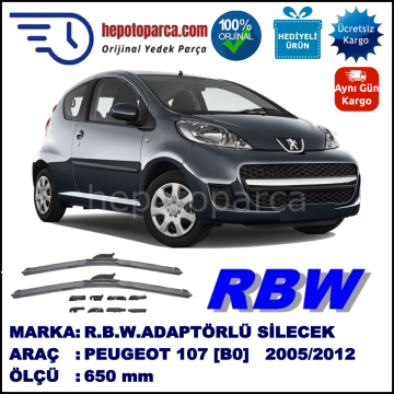 PEUGEOT 107 [B0] 06.2005-..., 650 / - mm.  RBW  ADAPTÖRLÜ MUZ SİLECEK