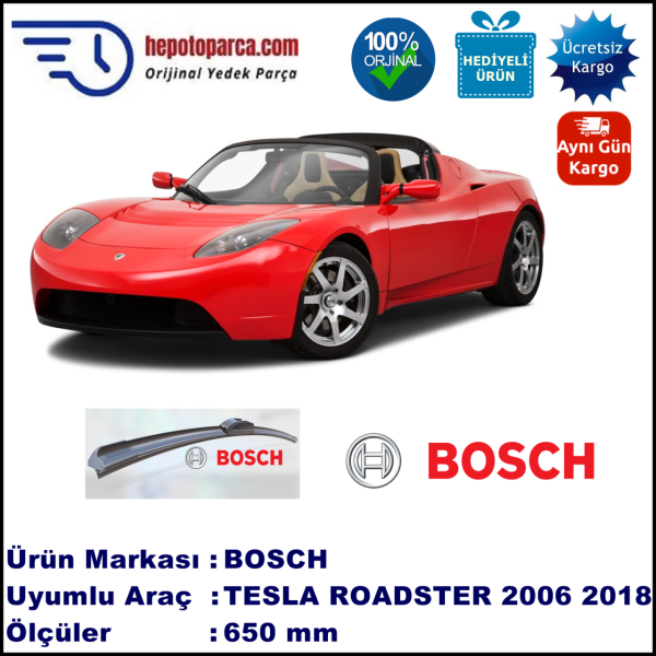 TESLA Roadster  08.2006-..., 650 / - mm. BOSCH AEROECO Aparatlı Muz Silecek