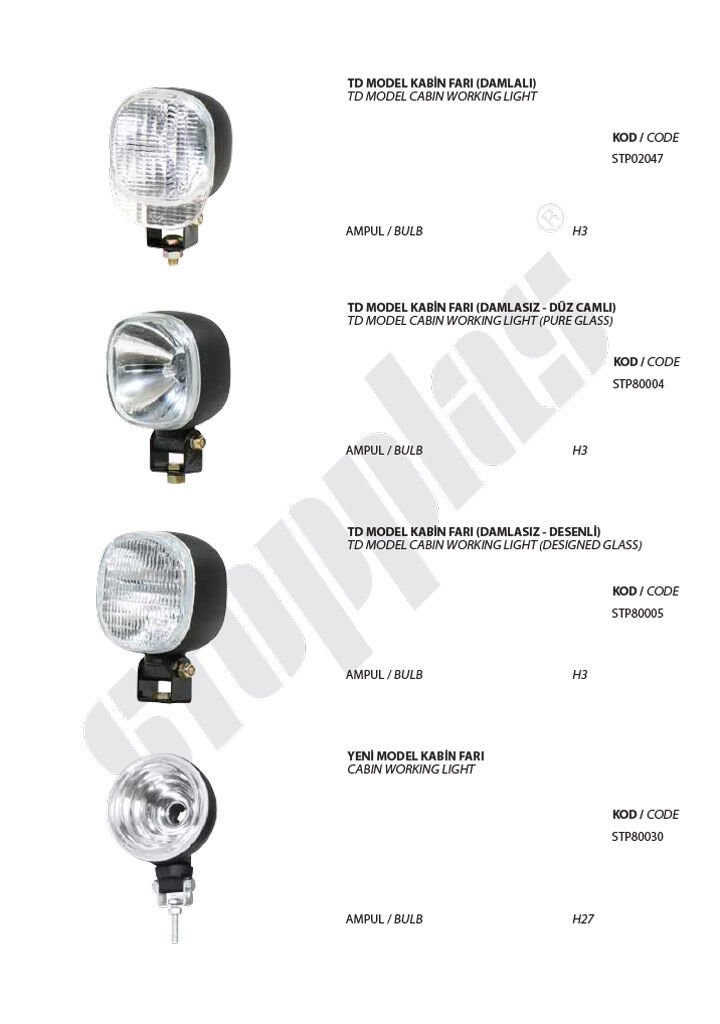 KABİN FARI TD MODEL DAMLALI