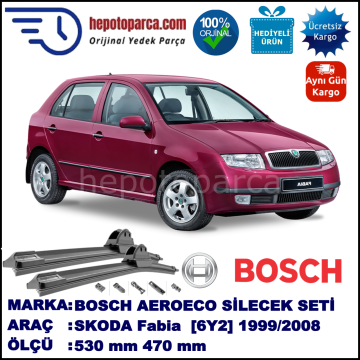 SKODA Fabia Hatchback [6Y2] 09.1999-03.2008, 530 / 470 mm. BOSCH AEROECO Aparatlı Muz Silecek