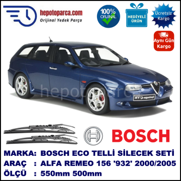 ALFA ROMEO 156 Sport Wagon [932] 06.00-12.05 550 / 500 mm. BOSCH ECO Telli Silecek 2'li Takım