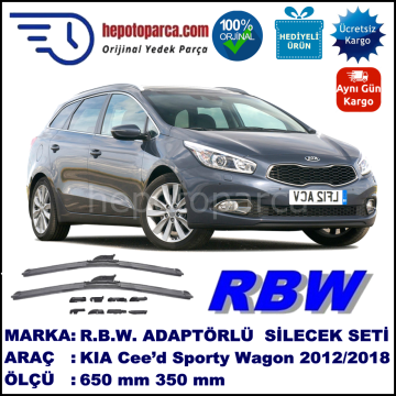 KIA Cee’d Sporty Wagon [JD] 08.2012-..., 650 / 350 mm.  RBW  ADAPTÖRLÜ MUZ SİLECEK SETİ