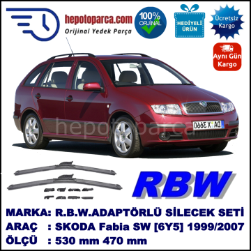 SKODA Fabia Combi [6Y5] 12.1999-12.2007, 530 / 470 mm.  RBW  ADAPTÖRLÜ MUZ SİLECEK SETİ